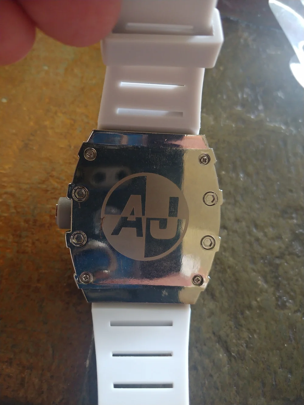 White and Silver Skeleton Sport Watch With Date.